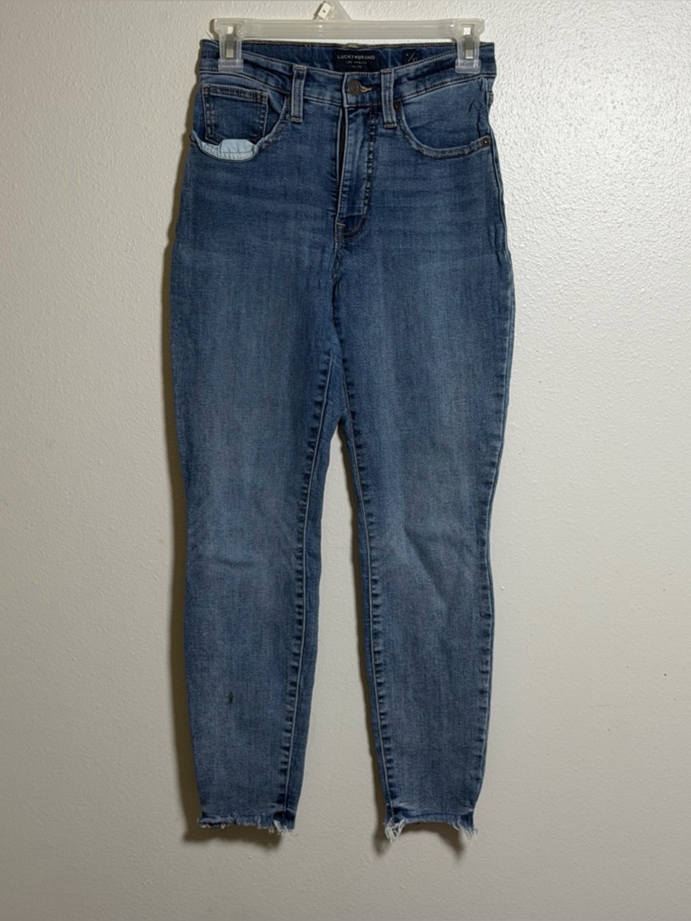 Lucky Brand Women High-Rise Skinny‎ Bridgette Blue Denim Jeans Cut Off size 4/27